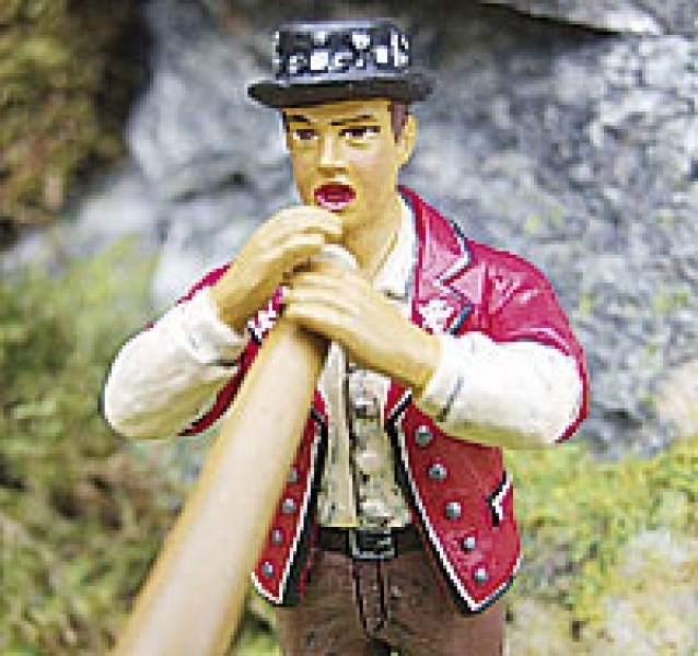 500010 - Alphornbläser rote Tracht -  (Metallfigur)